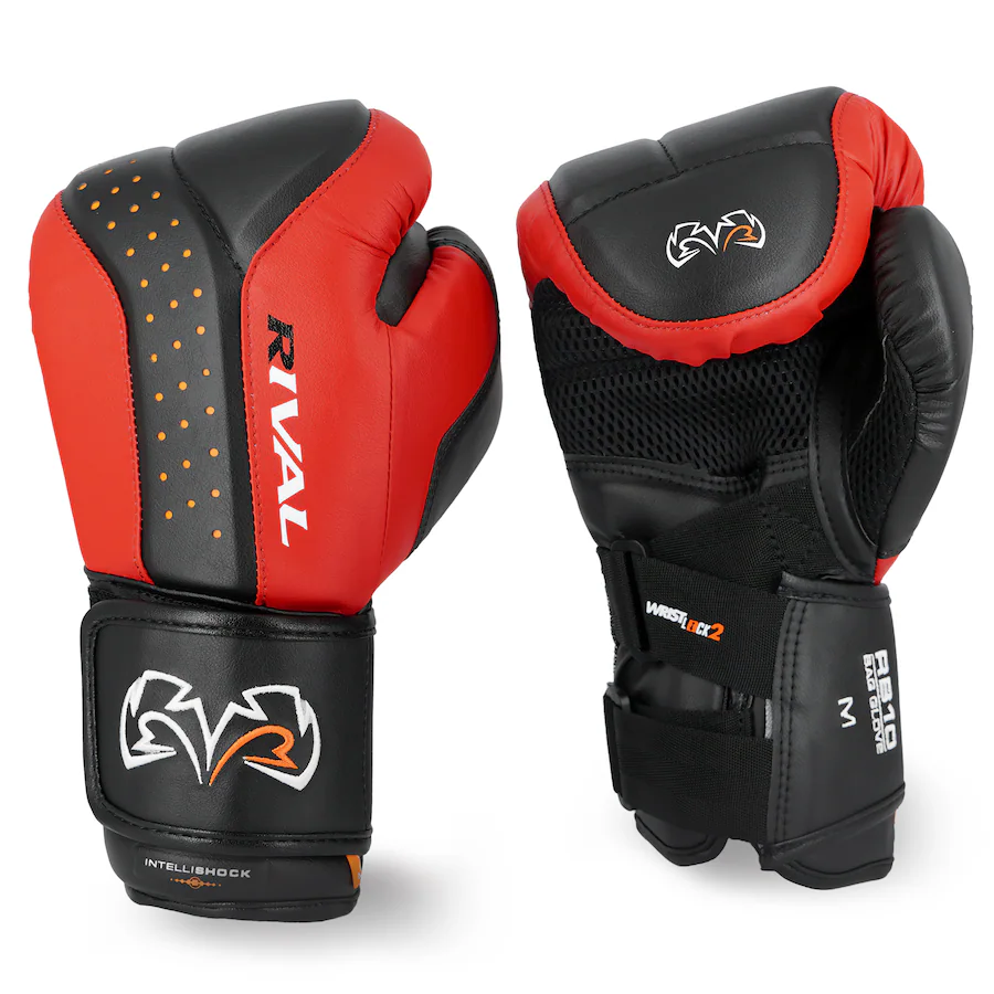 Rb10 Rivals RIVAL Boxing RB10 Intelli Shock Hook and Loop Bag Gloves XL Black/Red ...