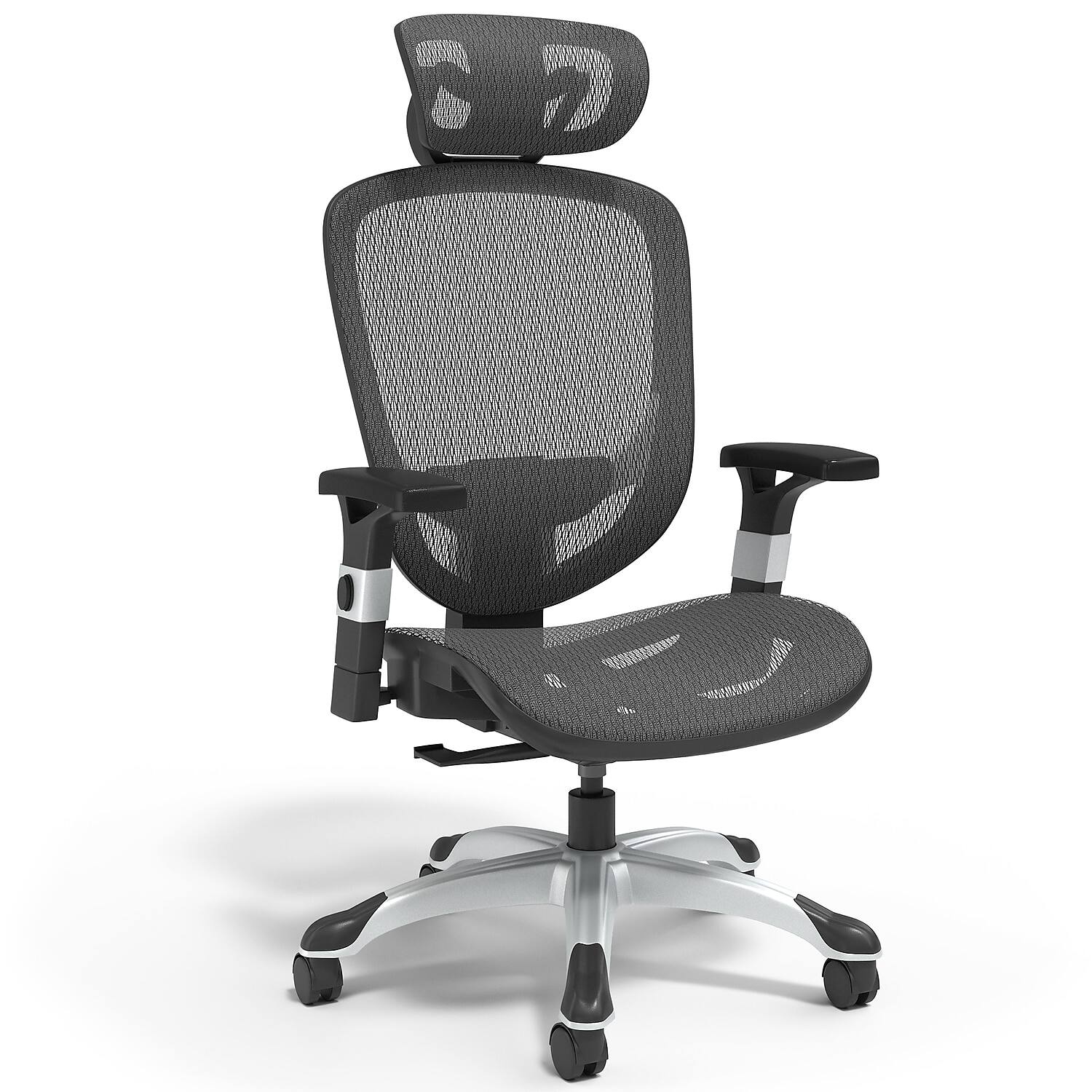 Front. Staples - Hyken Ergonomic Mesh Swivel Task Chair (UN59460) - Black.