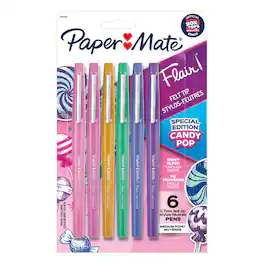 Paper Mate - Flair Felt Tip Pens, Medium Point (0.7mm), Candy Pop Pack, 6 Count