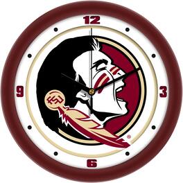 MpDirect - Florida State Seminoles 11.5'' Suntime Premium Glass Face Traditional Logo Wall Clock - Multicolor