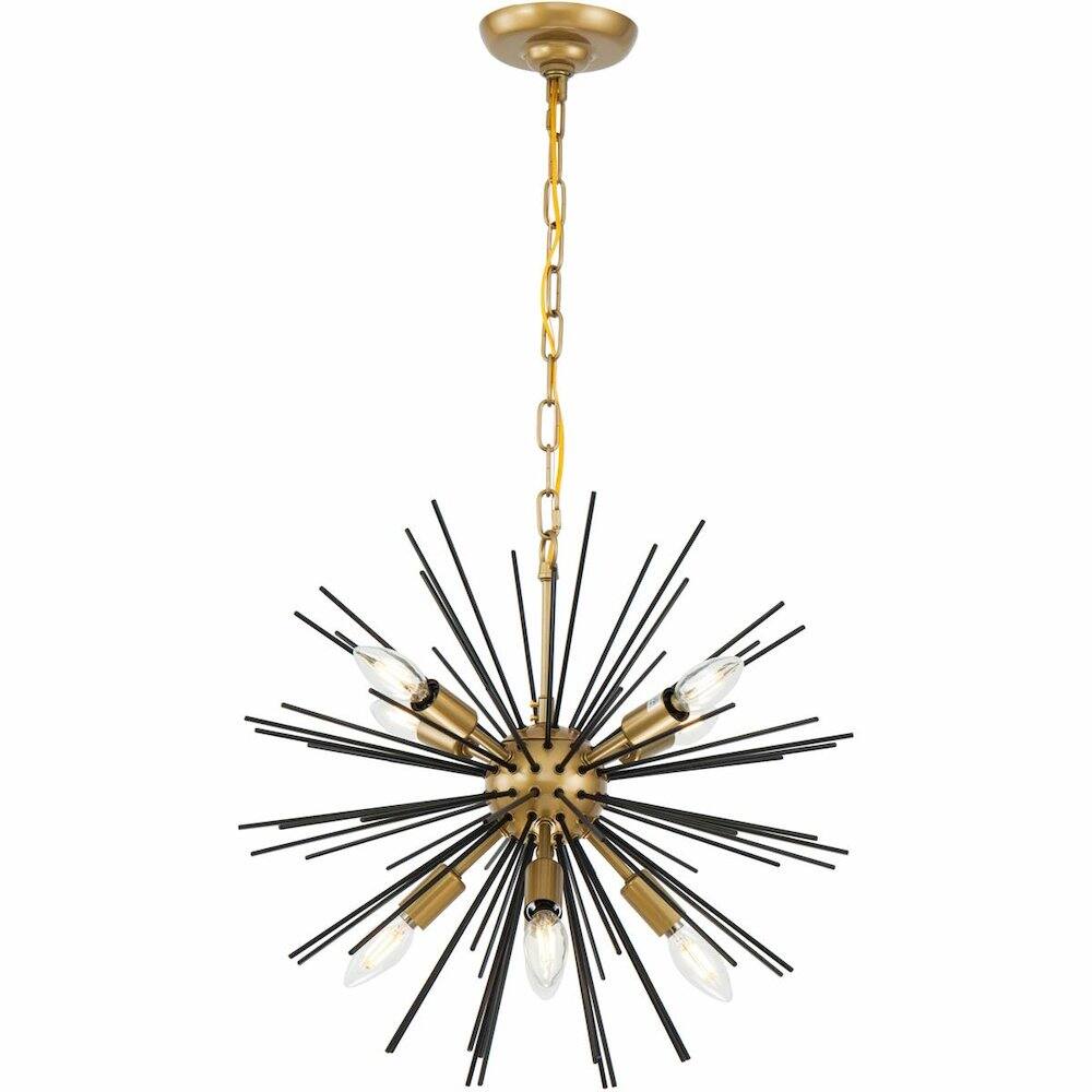 Back. Living District - Timber 8 light Brass and Black pendant - Brass And Black.