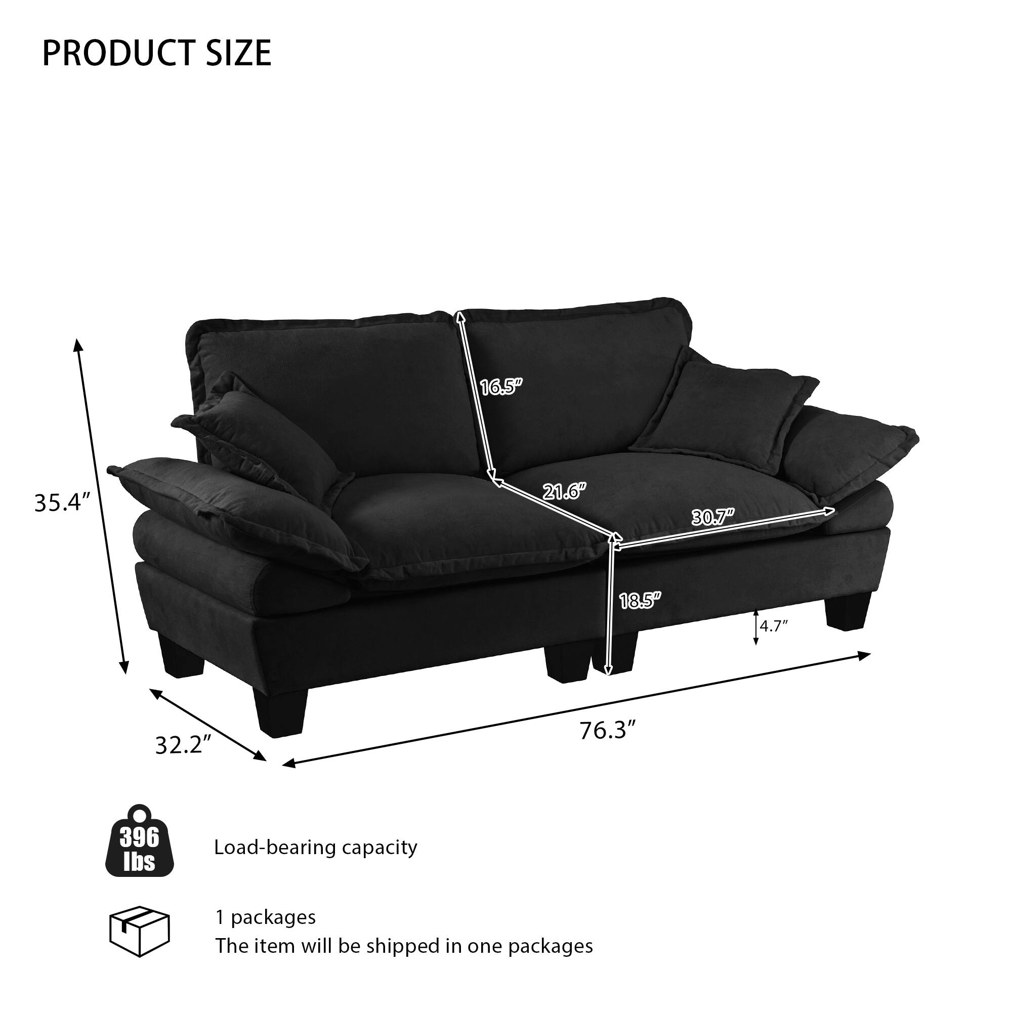 PRODUCT SIZE  
16.5" x 35.4" x 21.6" x 30.7" x 18.5" x 4.7" x 32.2" x 76.3"  
Load-bearing capacity: 396 lbs  
1 package  
The item will be shipped in one package