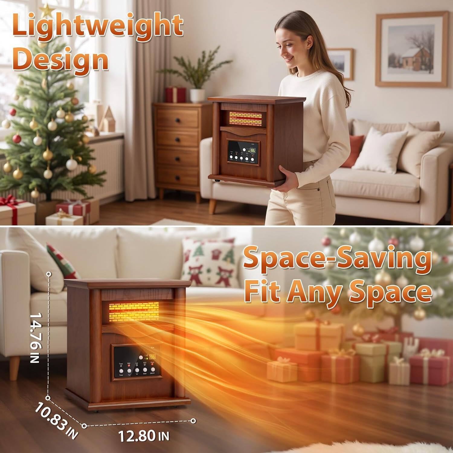 Lightweight Design

Space-Saving Fit Any Space

14.76 IN  
10.83 IN  
12.80 IN