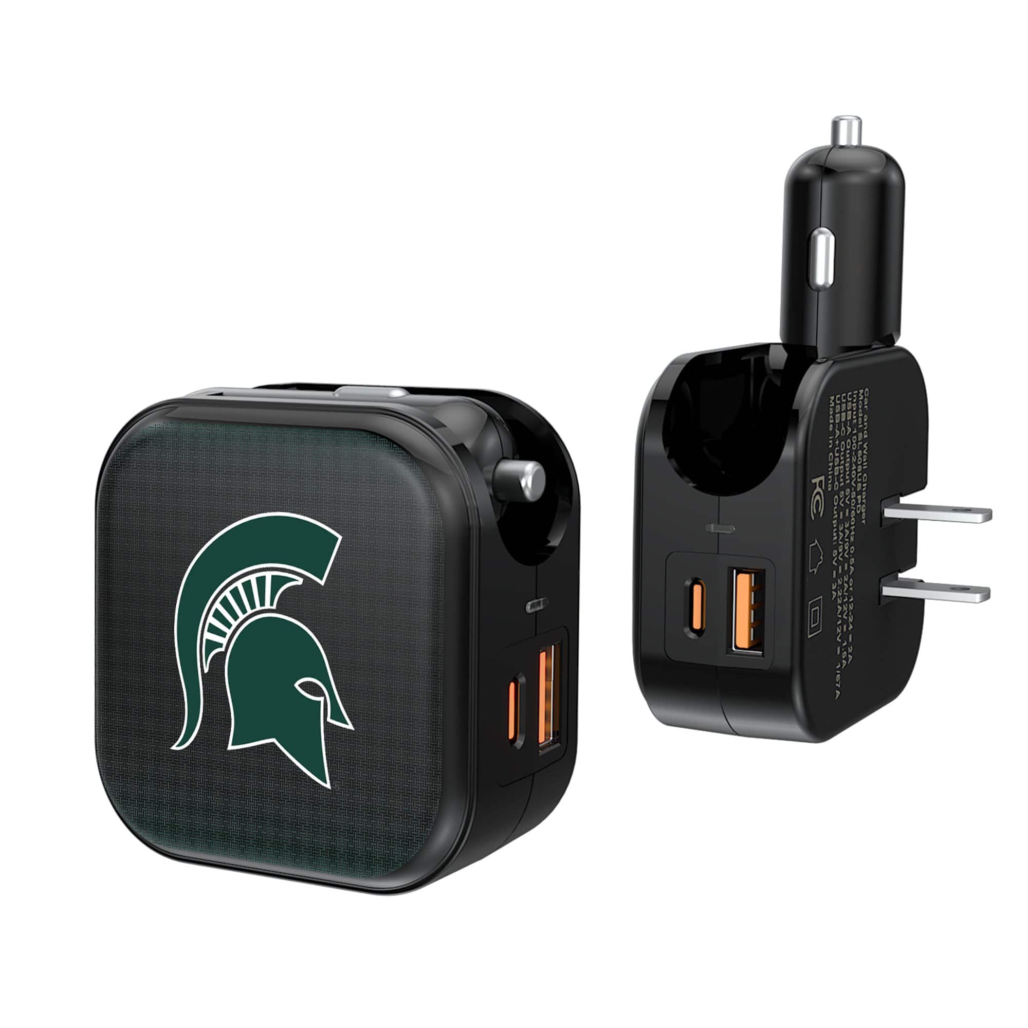 Keyscaper - Michigan State Spartans 2-in-1 USB A/C Charger - Black