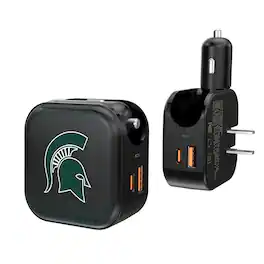 Keyscaper - Michigan State Spartans 2-in-1 USB A/C Charger - Black