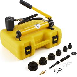 VEVOR - Hydraulic Knockout Punch Kit, 10 Ton 1/2" to 2" Conduit Hole Cutter Set, KO Tool Kits with Puncher 6 Piece - Yellow