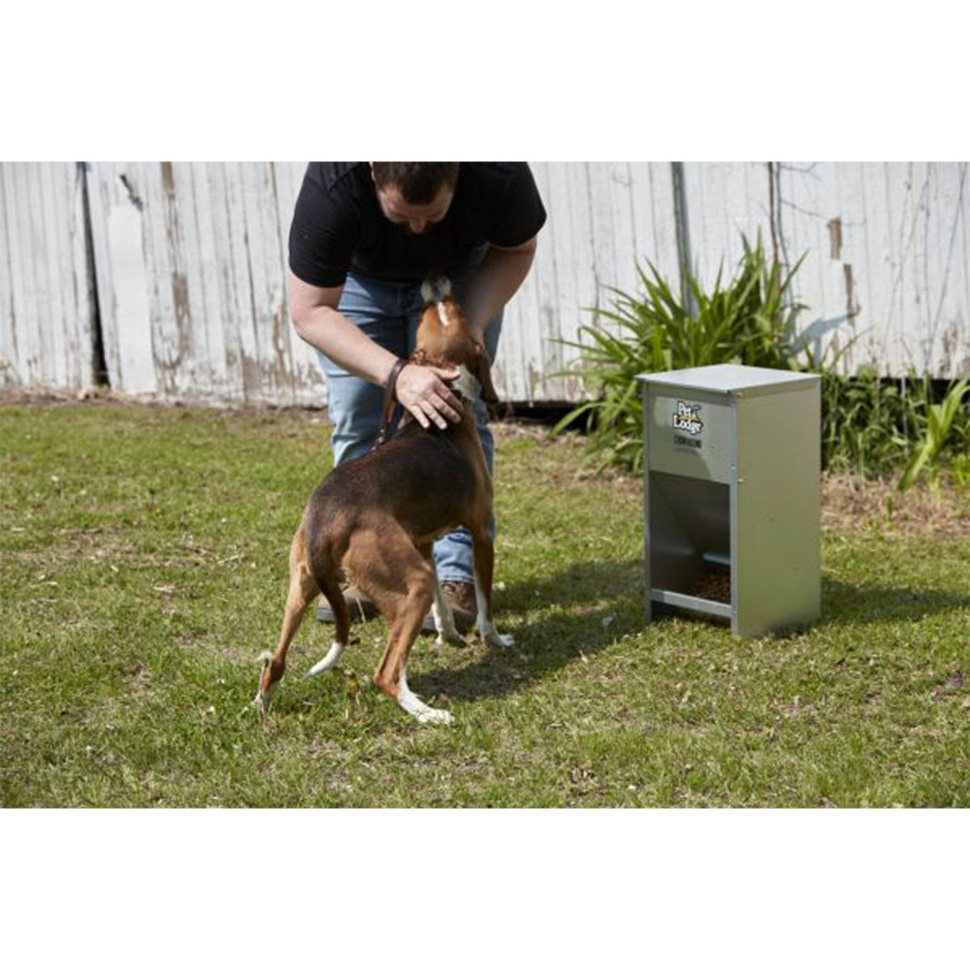 Alt View 4. Pet Lodge - Pet Lodge Dry Food Automatic Steel Dog Feeder Chow Hound 25 Pound Capacity - SILVER.
