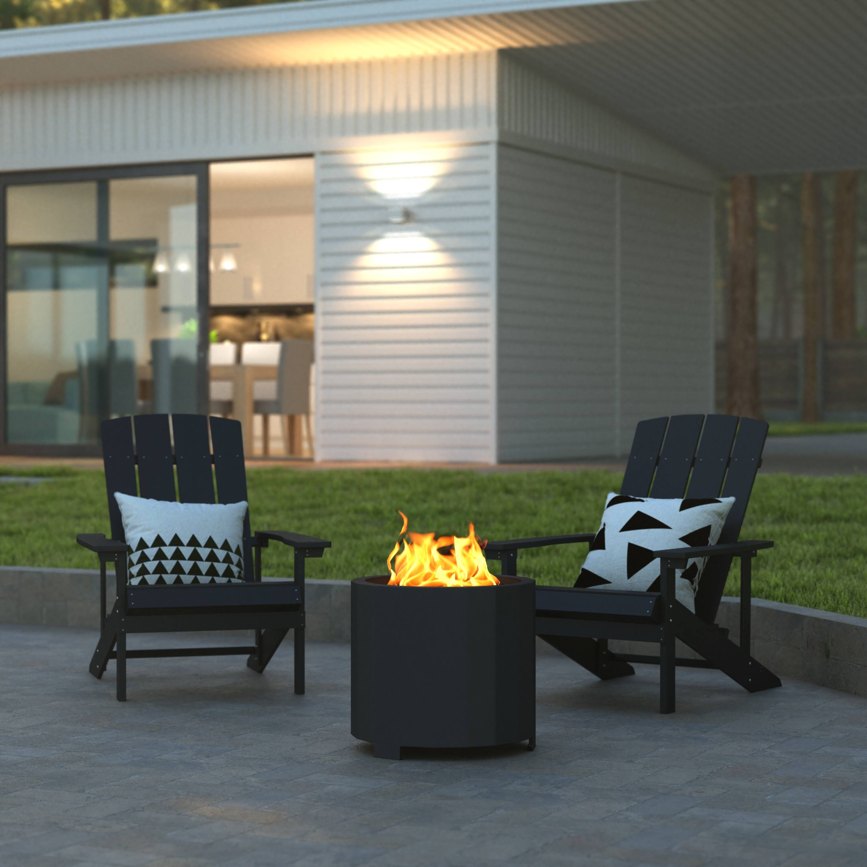 Alt View 1. Emma + Oliver - Hestia Steel Portable Smokeless Wood Burning Firepit with Waterproof Cover for Outdoor Use - Black.