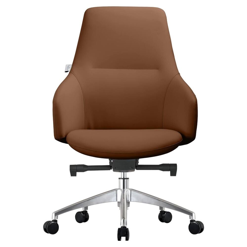 Back. LeisureMod - Celeste High-Back Office Chair - Modern Leather Upholstery, Adjustable Height, Swivel & Tilt Armrest Desk Chair - Dark Brown.