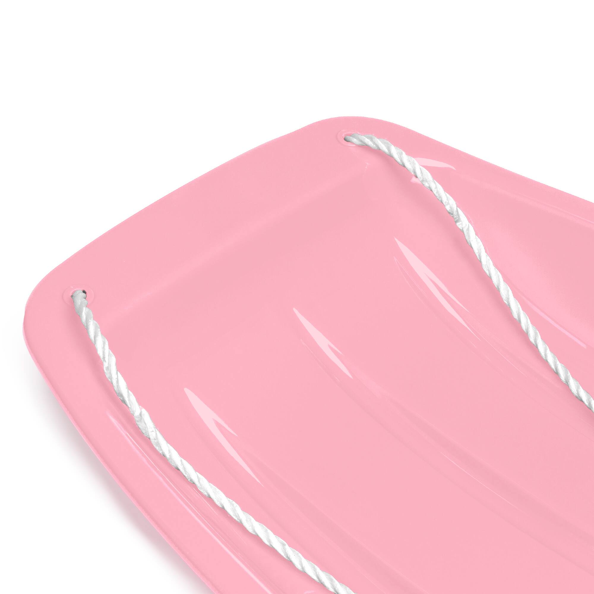 Alt View 4. Best Choice Products - Kids Outdoor Plastic Toboggan Snow Sled Board w/ Pull Rope, Handles - 35in - Light Pink.