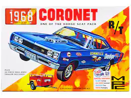 Skill 2 Model Kit 1968 Dodge Coronet Hardtop with Trailer 1/25 Scale Model by MPC - Multicolor