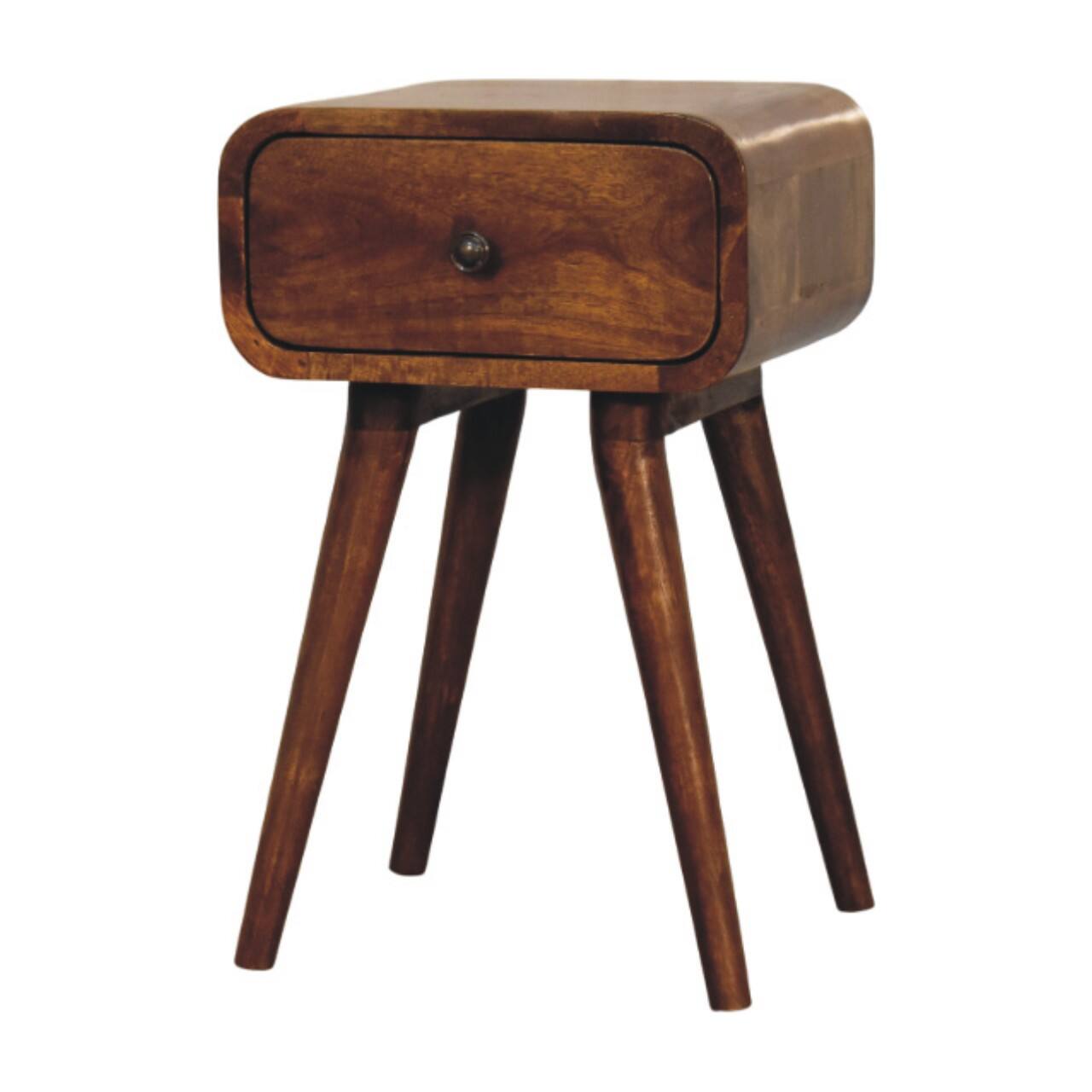 Left. Artisan Furniture - Artisan Furniture Solid Wood Avora Mini Chestnut Nightstand with 1 drawer - Chestnut.