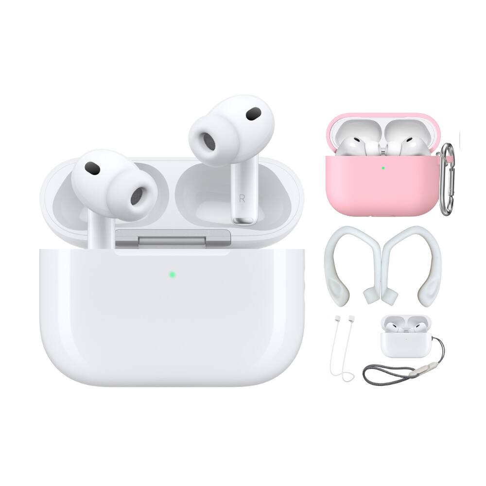 Front. Apple - Apple AirPods Pro (3rd generation) Pink Bundle With Accessories.