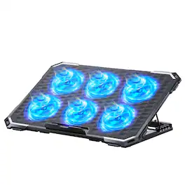 HongFei - Laptop Cooling Pad with 6 Fans, Adjustable Stand & Dual USB Ports for 13-17" Laptops - Blue