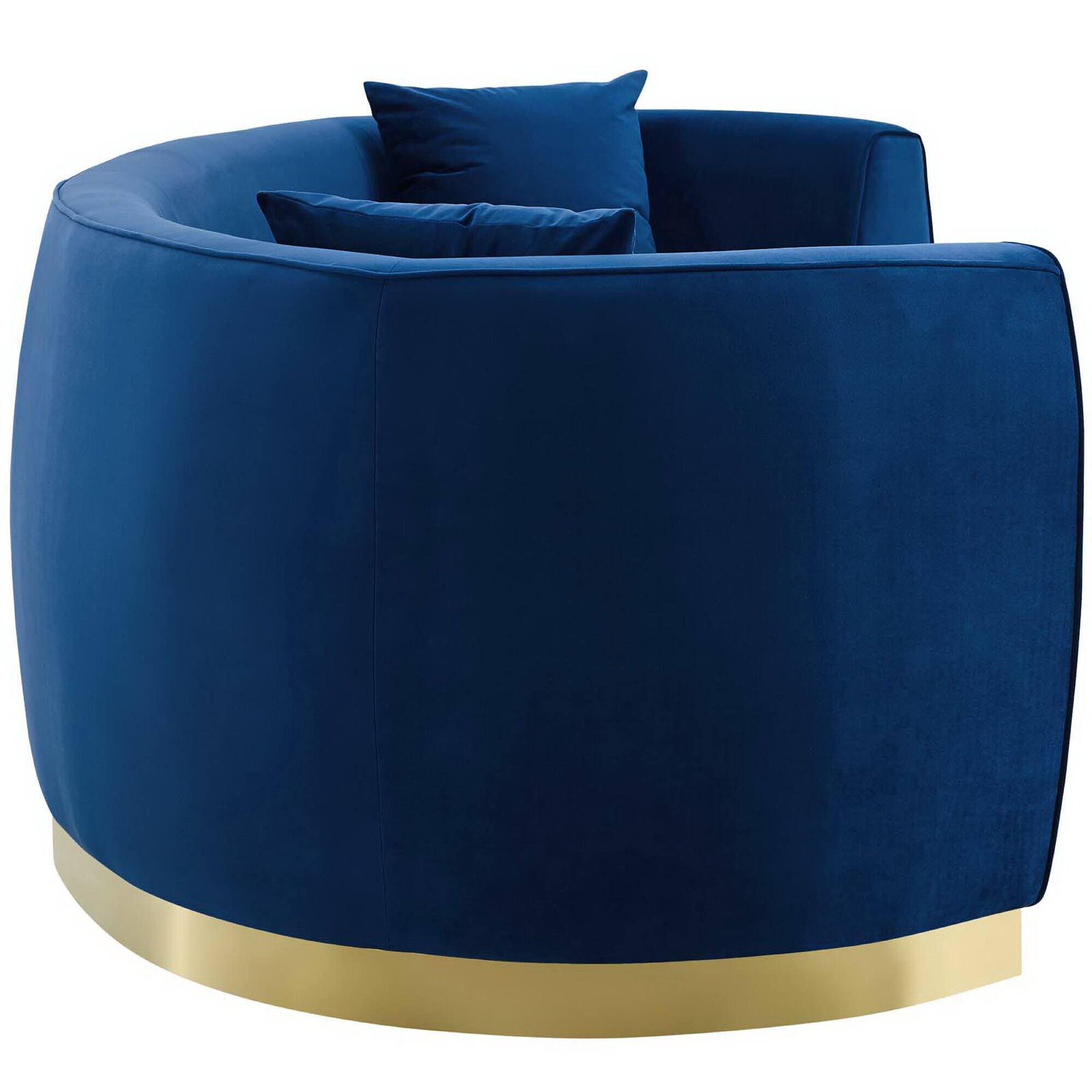 Left. Modway - Resolute Curved Performance Velvet Sofa by Modway - Blue.