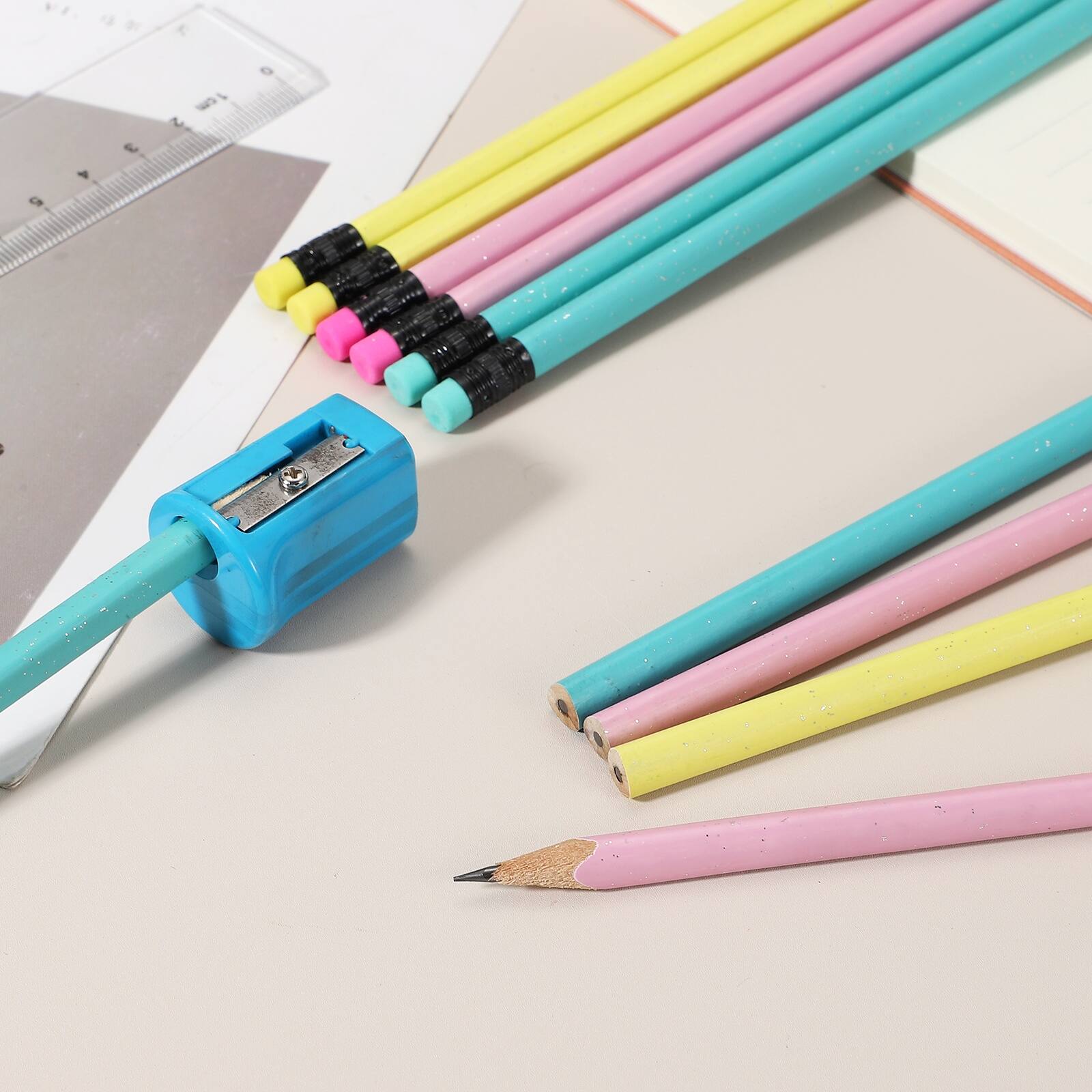 Unique Bargains Triangle Wooden Pencils Bulk, 24pcs HB Graphite Pencils ...