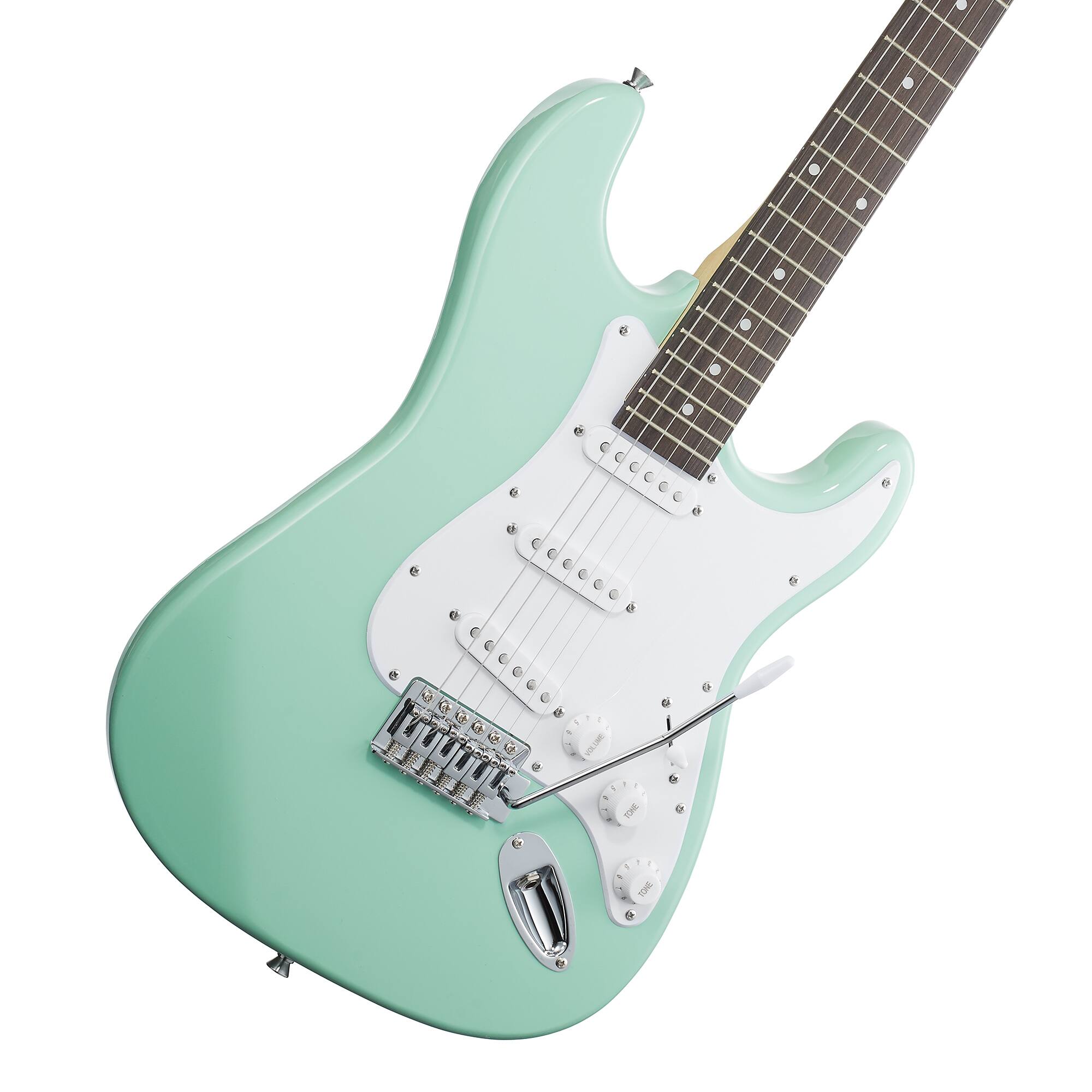 Alt View 1. Ashthorpe - 39-in Full-Size Electric Guitar Beginner Kit with Gig Bag - Mint Green-White.