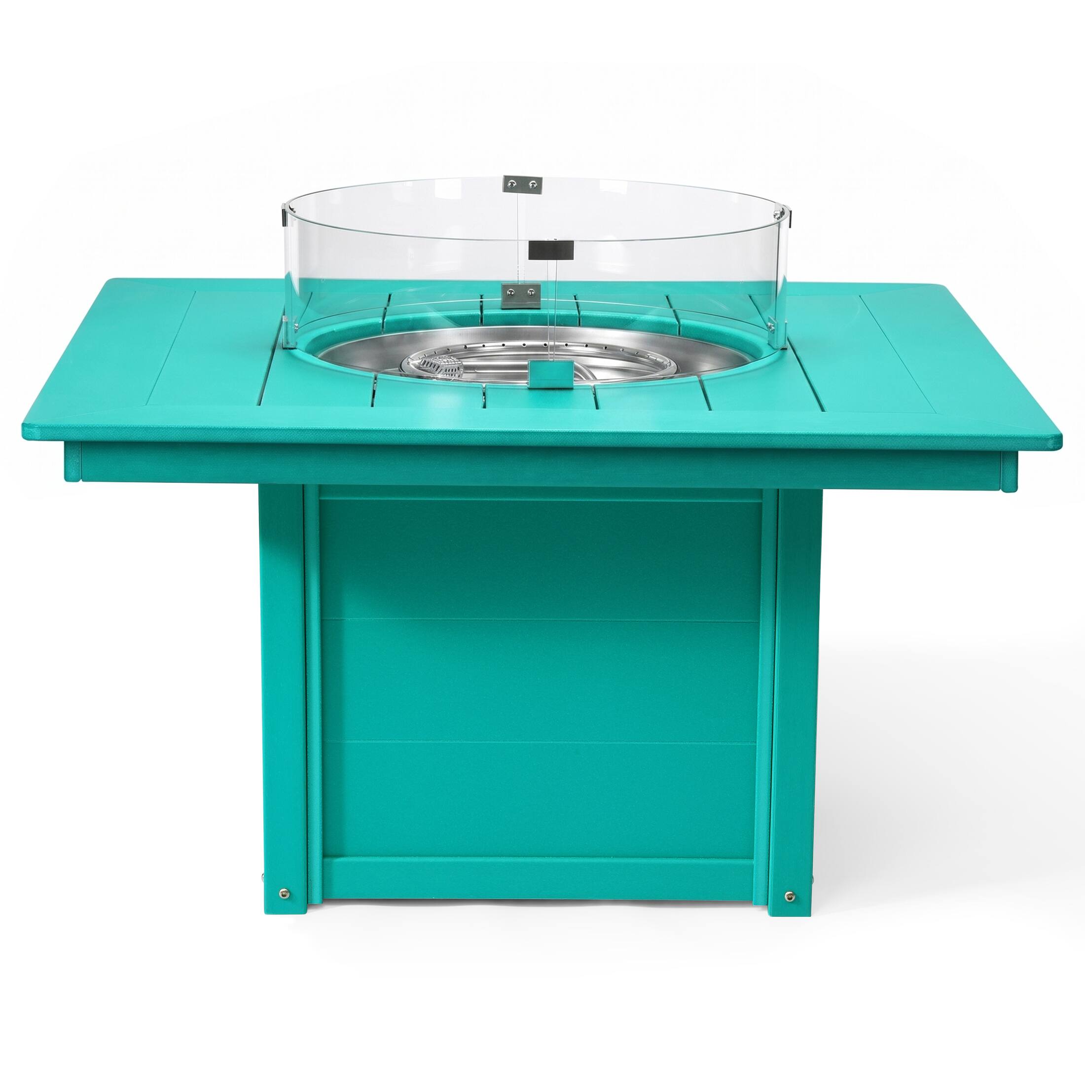 Alt View 1. WestinTrends - WestinTrends Helios 42" Modern Outdoor Patio Propane Square Fire Pit Table - Turquoise.