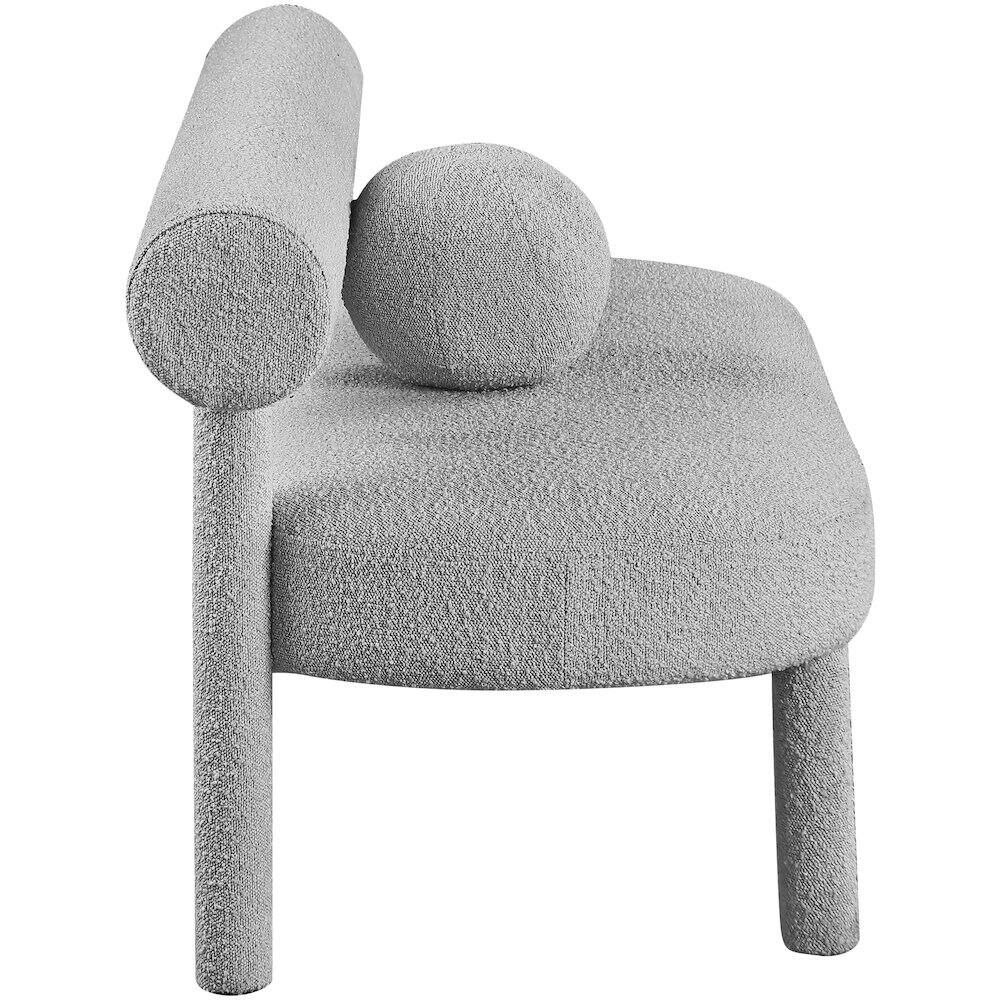 Alt View 1. Meridian Furniture - Parlor Grey Boucle Fabric Bench - Grey Boucle Fabric.