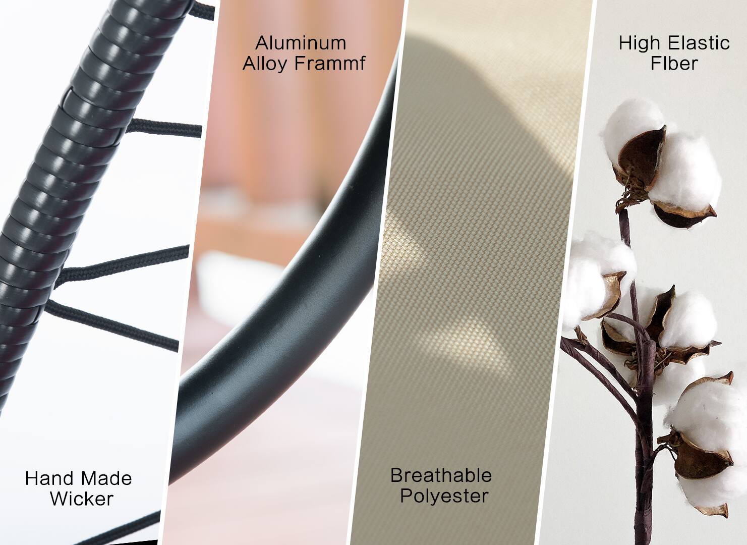 Aluminum Alloy Frame, High Elastic Fiber, Hand Made Wicker, Breathable Polyester