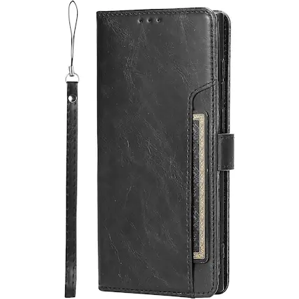 Left. SaharaCase - Folio Wallet Case for Samsung Galaxy S22 Ultra - Black.
