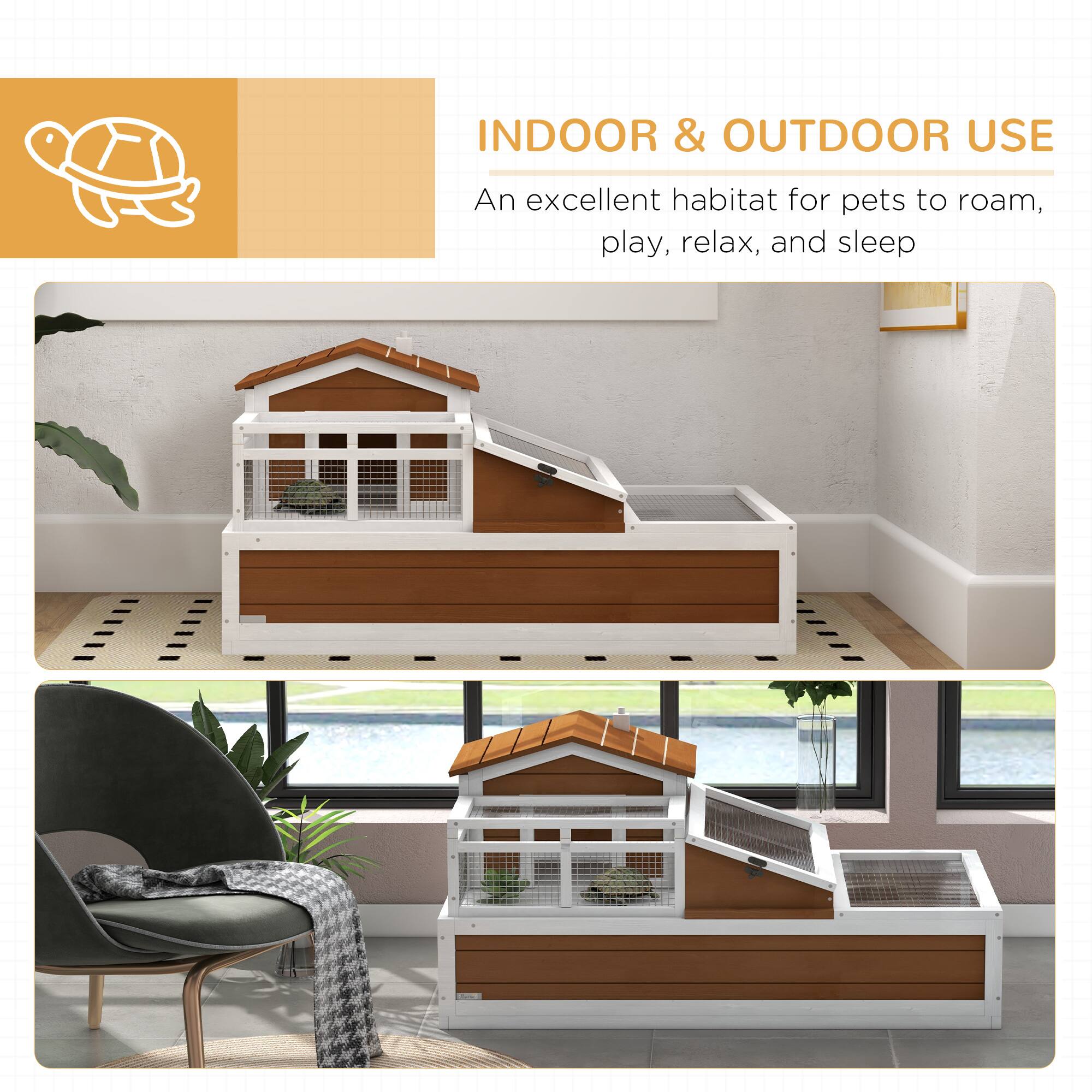 INDOOR & OUTDOOR USE  
An excellent habitat for pets to roam, play, relax, and sleep