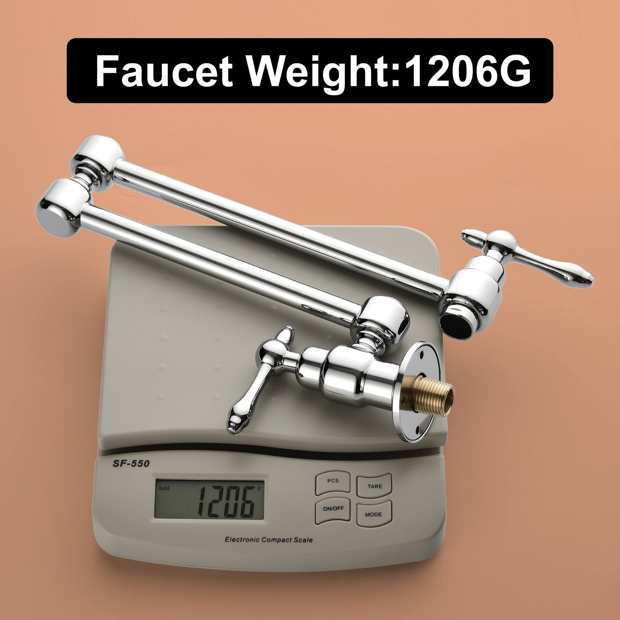 Faucet Weight: 1206G

SF-550
Electronic Compact Scale

1206g

hold

PCS TARE
ON/OFF MODE