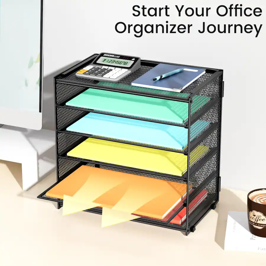 Dapper Styles Paper Organizer Storage For Desk Accessories Workspace ...