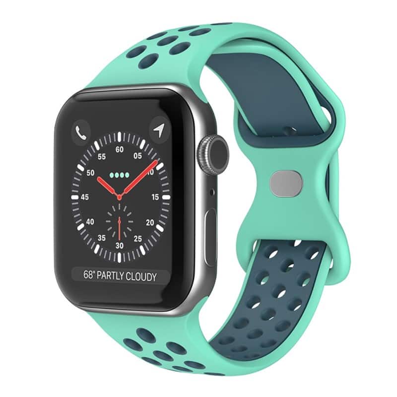 StrapsCo - ColorBlock Active Strap Silicone Rubber Watch Band For Apple Watch - 44mm/45mm/46mm/49mm/Ultra (Short-Medium) - Teal & Blue price history on PriceWatchPro