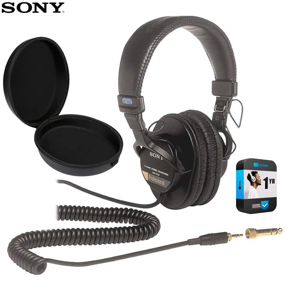 Sony - Professional Large Diaphragm Headphones with Case and 1 Year Warranty Bundle