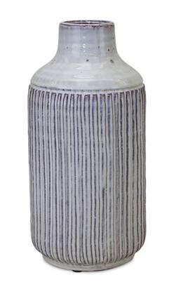 BreeBe - Rustic Ribbed Terra Cotta Vase 12.25"H - Beige, Brown
