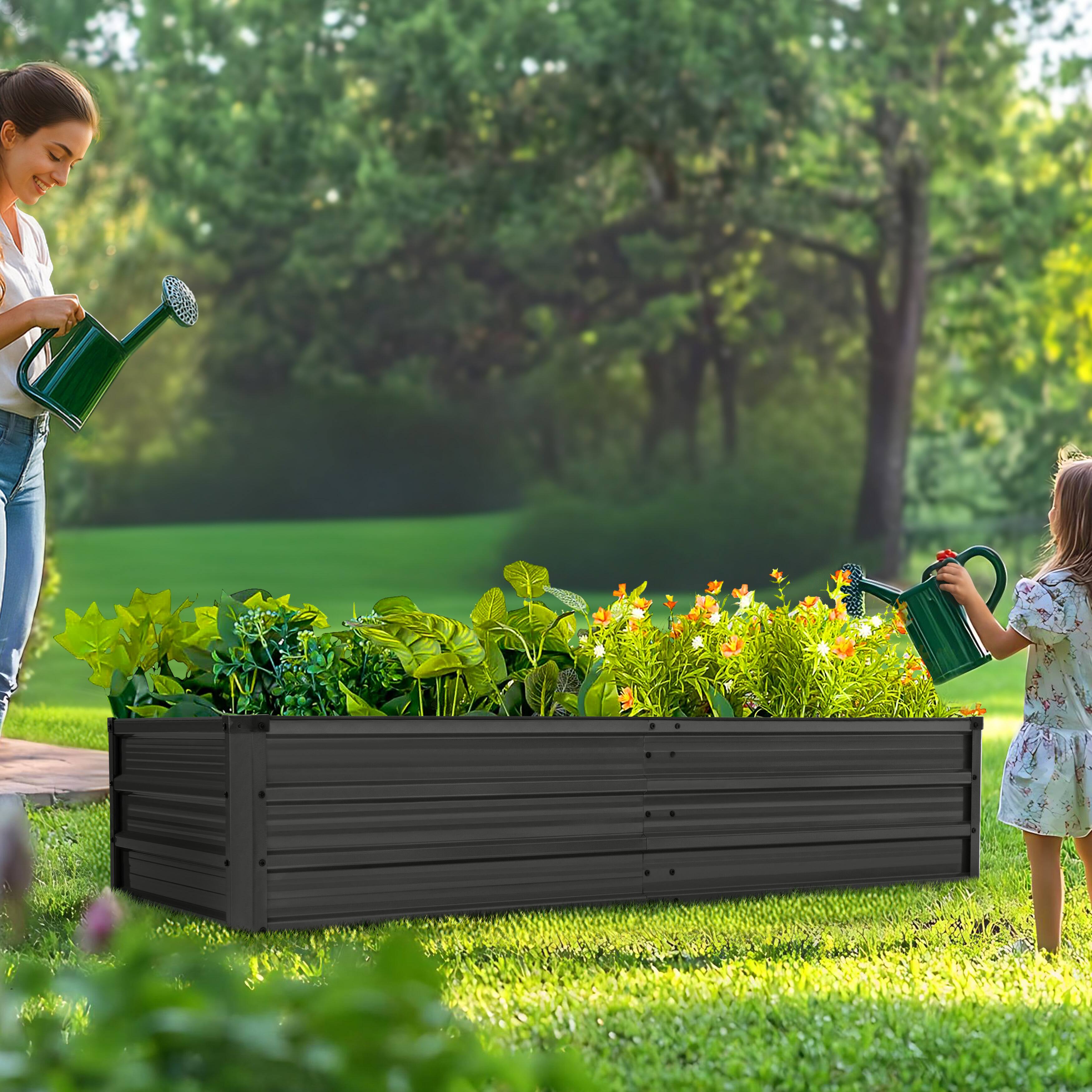 Alt View 7. Nuu Garden - 6x3x1ft Rectangular Galvanized Raised Garden Bed Metal Planter Box for Vegetables Flowers Herb - Dark Gray.