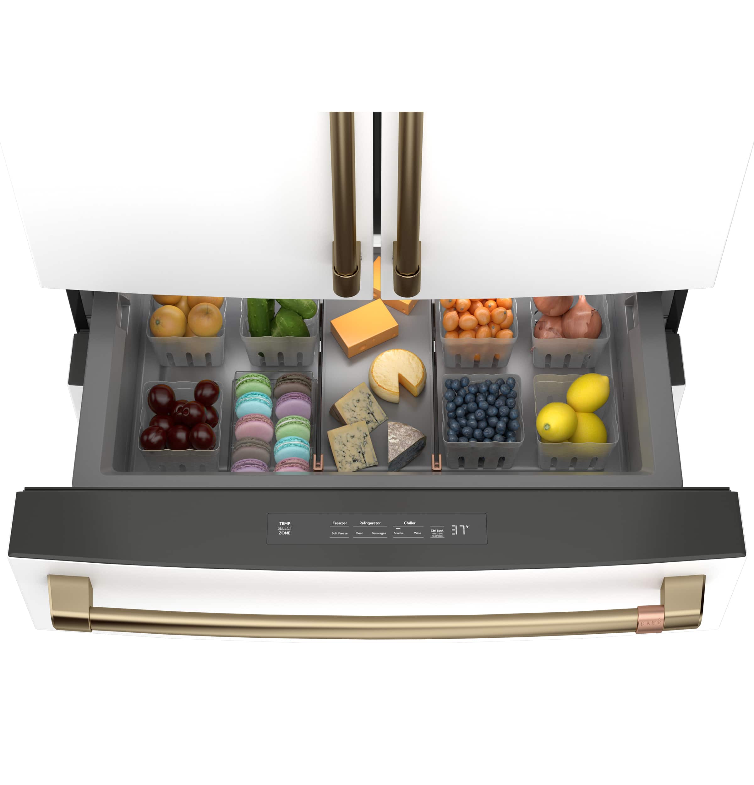 Alt View 17. Café - 23.2 Cu. Ft. 4-Door French Door Counter-Depth Smart Refrigerator with Dual Dispense AutoFill Pitcher - Matte White.