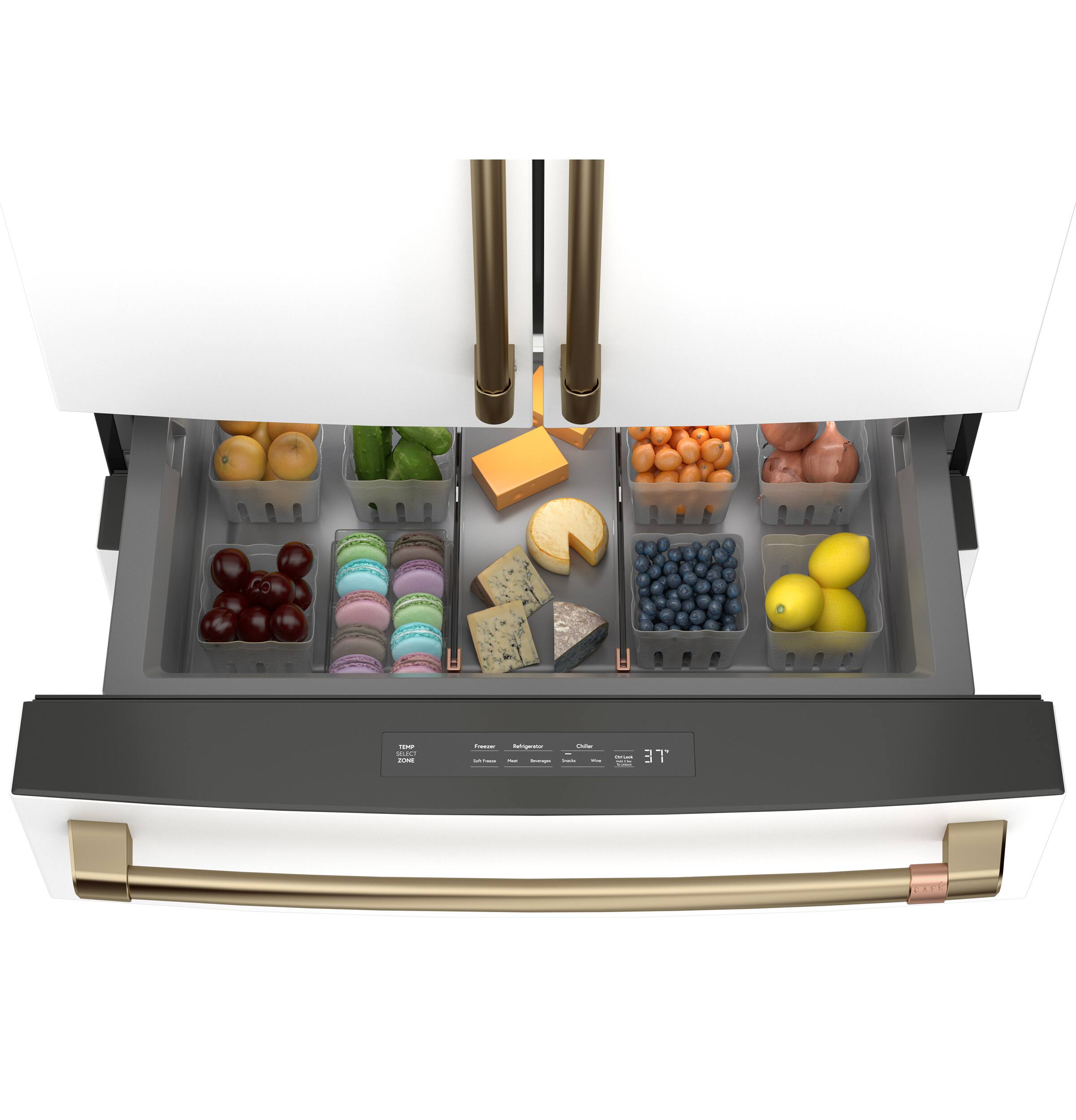 Alt View 17. Café - 23.2 Cu. Ft. 4-Door French Door Counter-Depth Smart Refrigerator with Dual Dispense AutoFill Pitcher - Matte White.