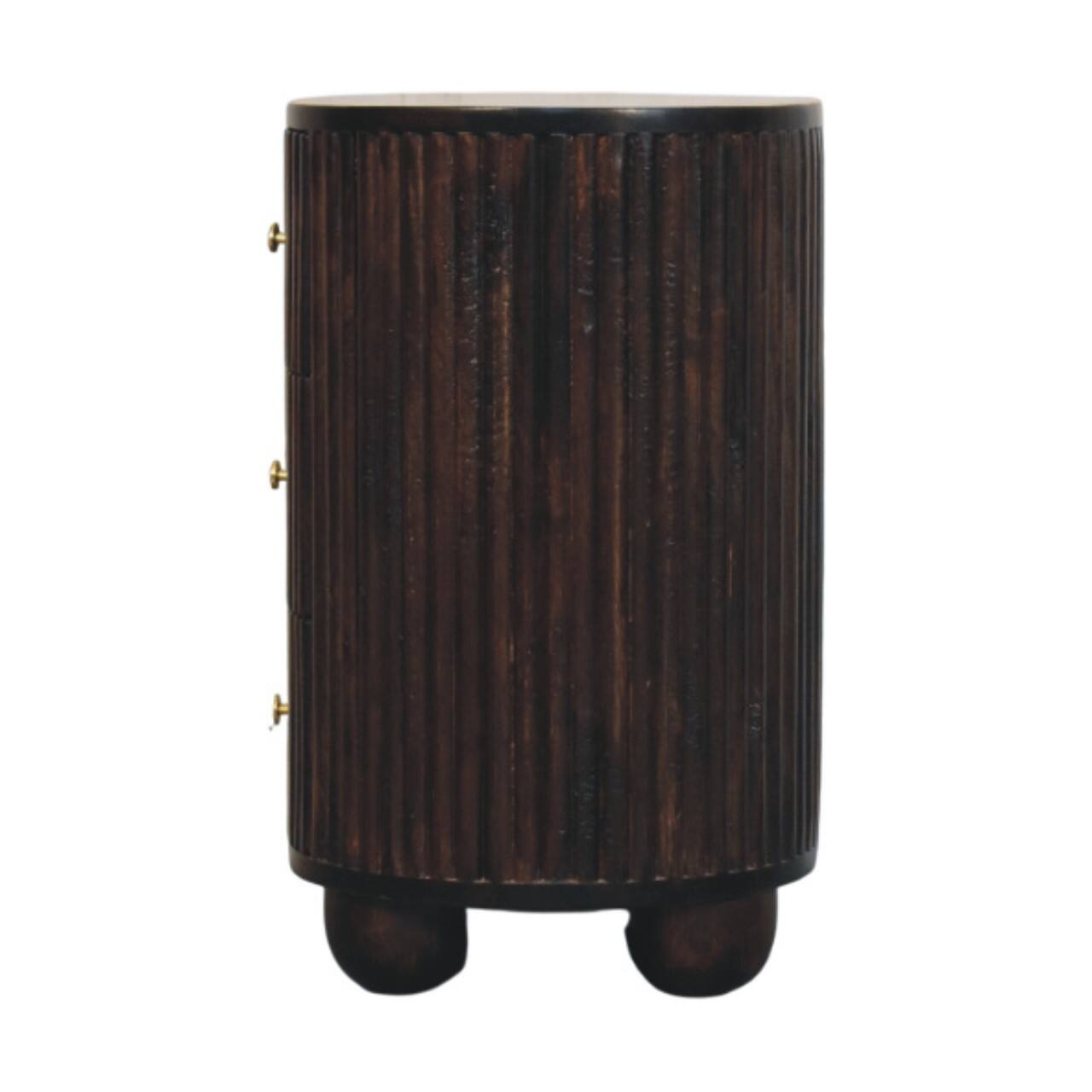 Alt View 7. Artisan Furniture - Artisan Furniture Solid Wood Curved Fluted 3-Drawer Bedside - Brown.