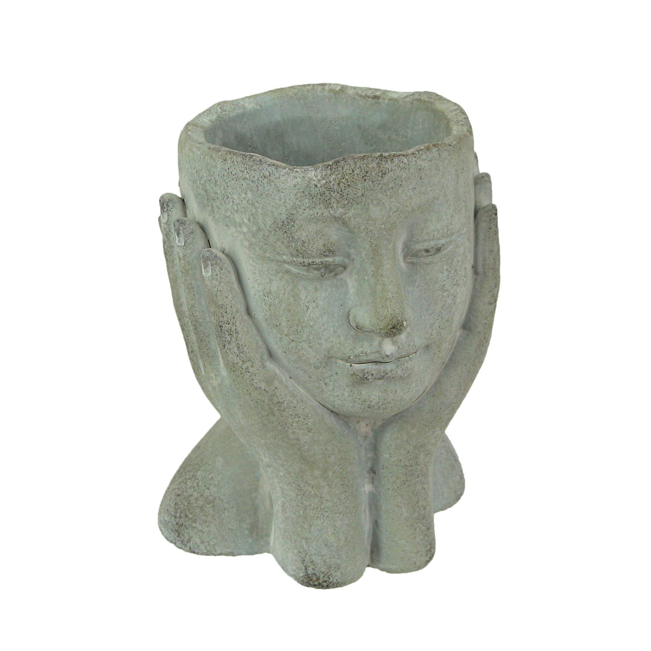 Mayrich Company - Cement Head Lady Resting Face in Hands Decorative Flower Pot Home Decor Indoor/ Outdoor Planter - Gray price history on PriceWatchPro