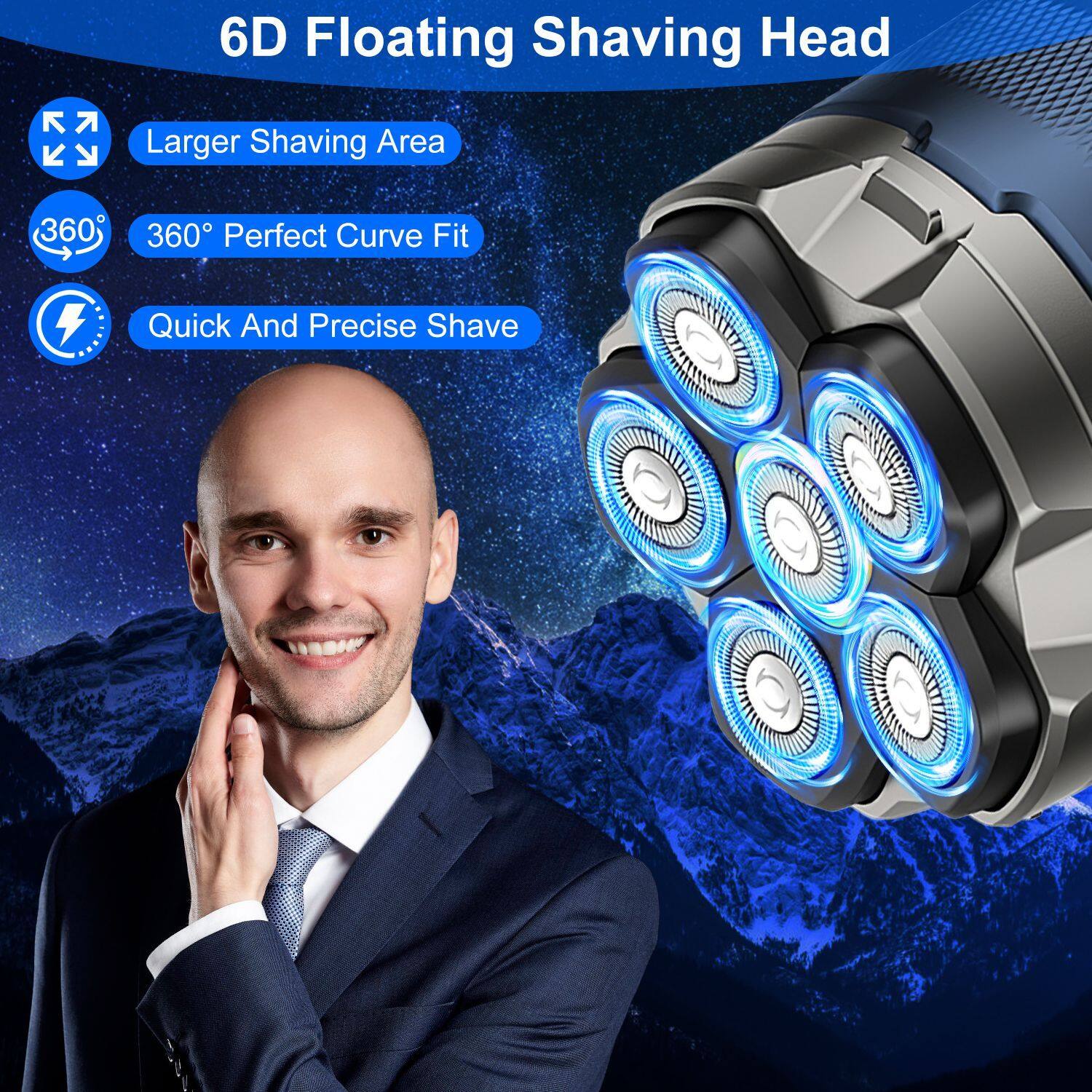 6D Floating Shaving Head

- Larger Shaving Area
- 360° Perfect Curve Fit
- Quick And Precise Shave