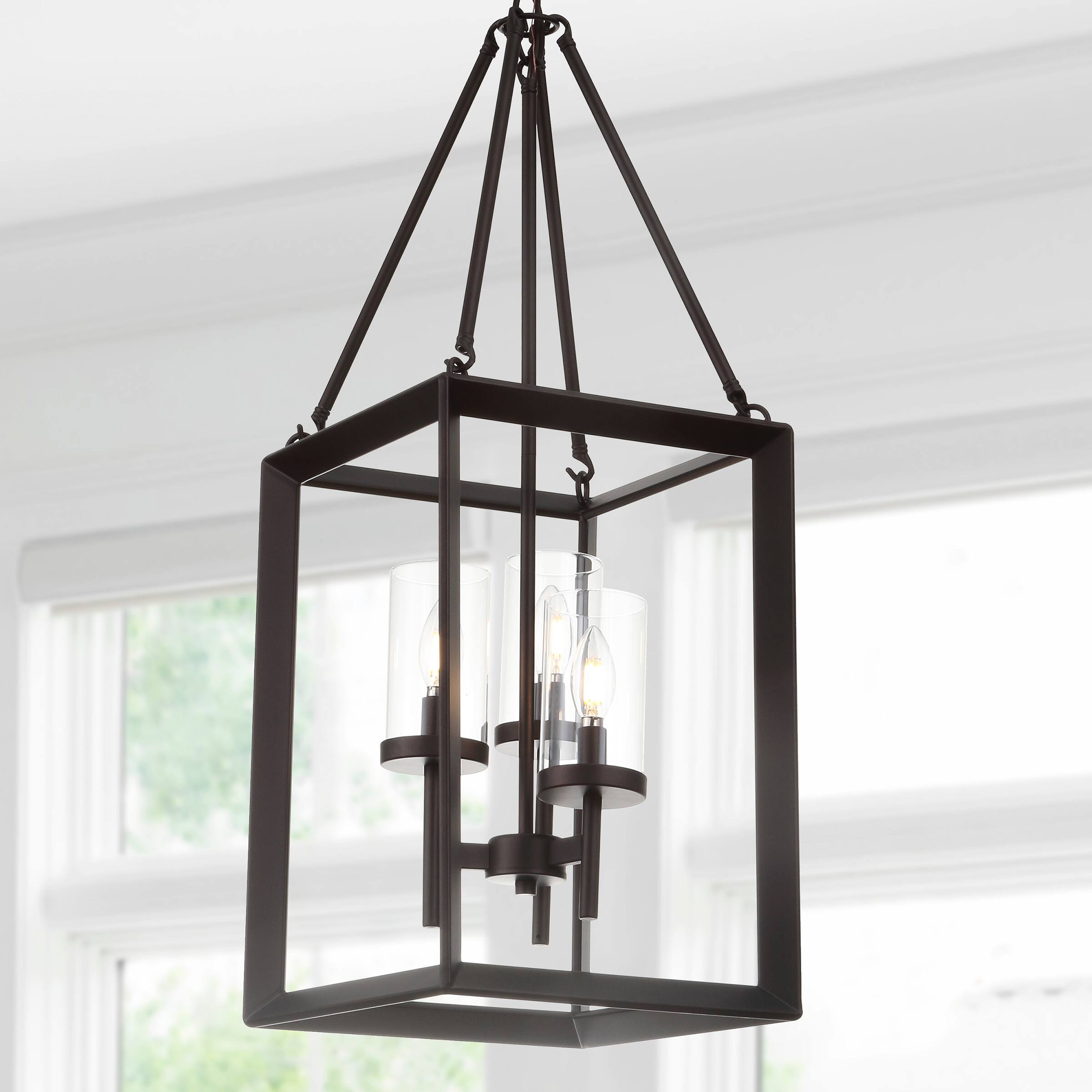 Alt View 1. Jonathan Y - Anna 12" 3-light Metal/Glass LED Pendant, Oil Rubbed Bronze - Oil Rubbed Bronze / Clear.