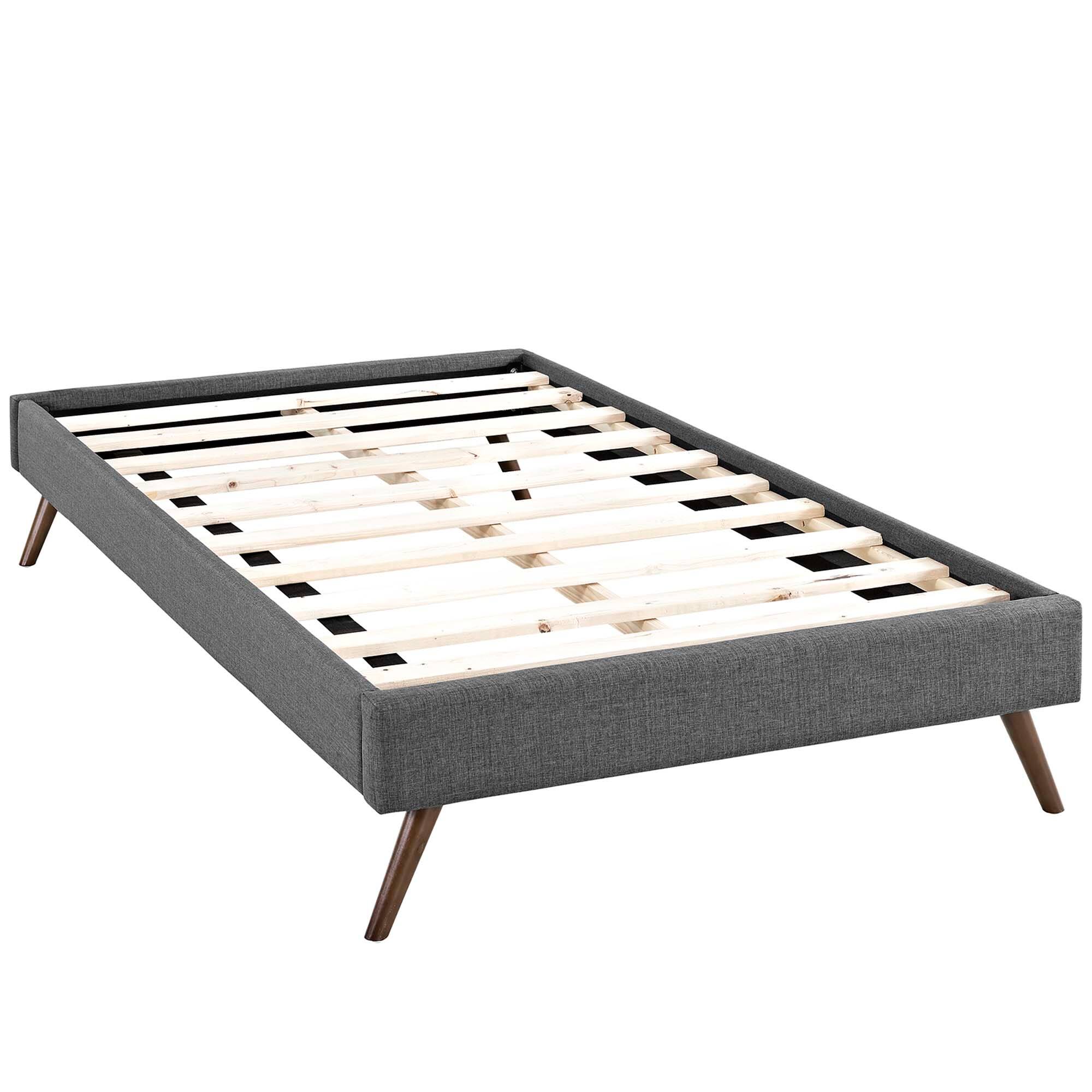 Alt View 1. Modway - Loryn Fabric Queen Bed Frame with Round Splayed Legs - Blue.