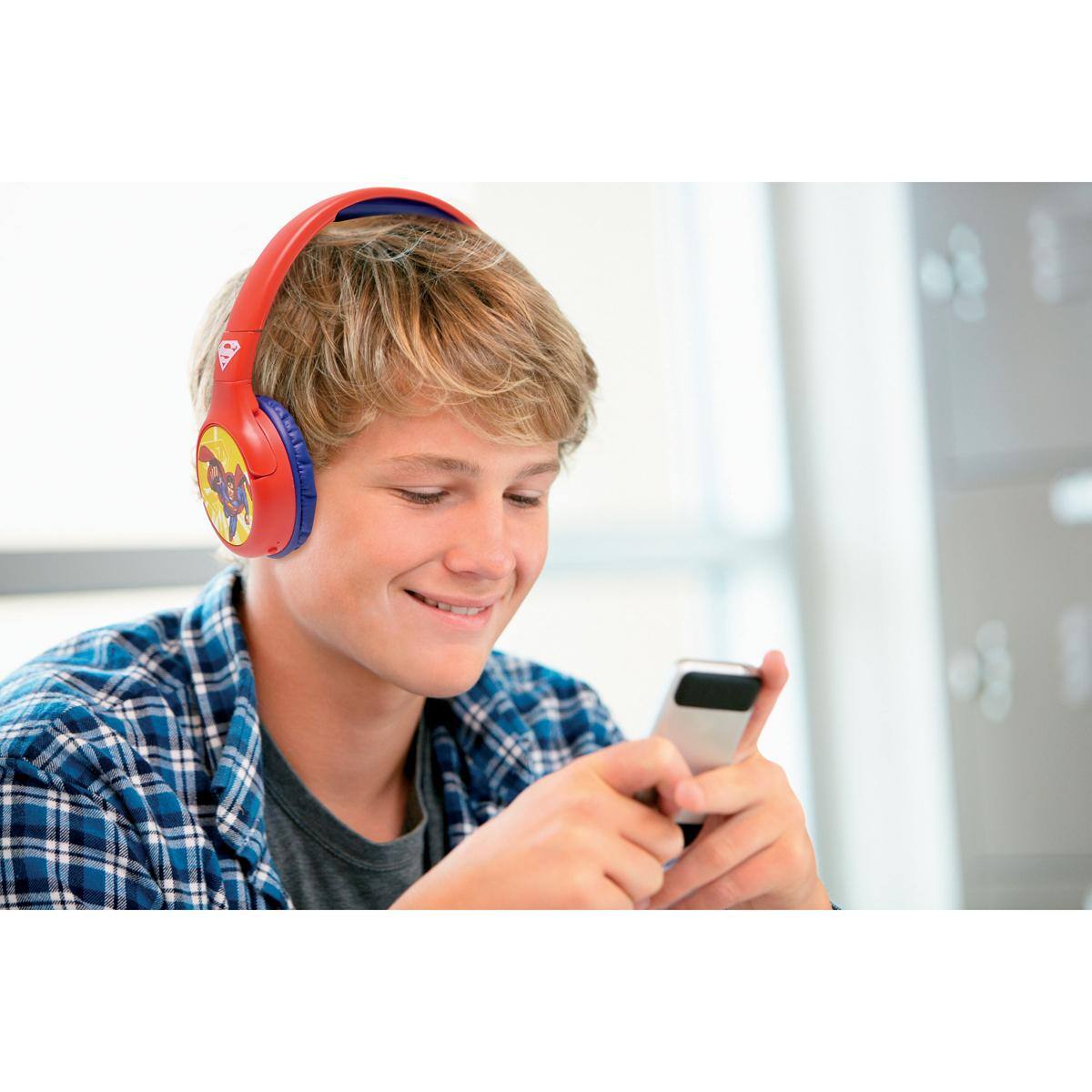 Alt View 4. Lexibook - 2 in 1 Bluetooth® and Wired comfort foldable Headphones with safe volume limitation Superman Design.