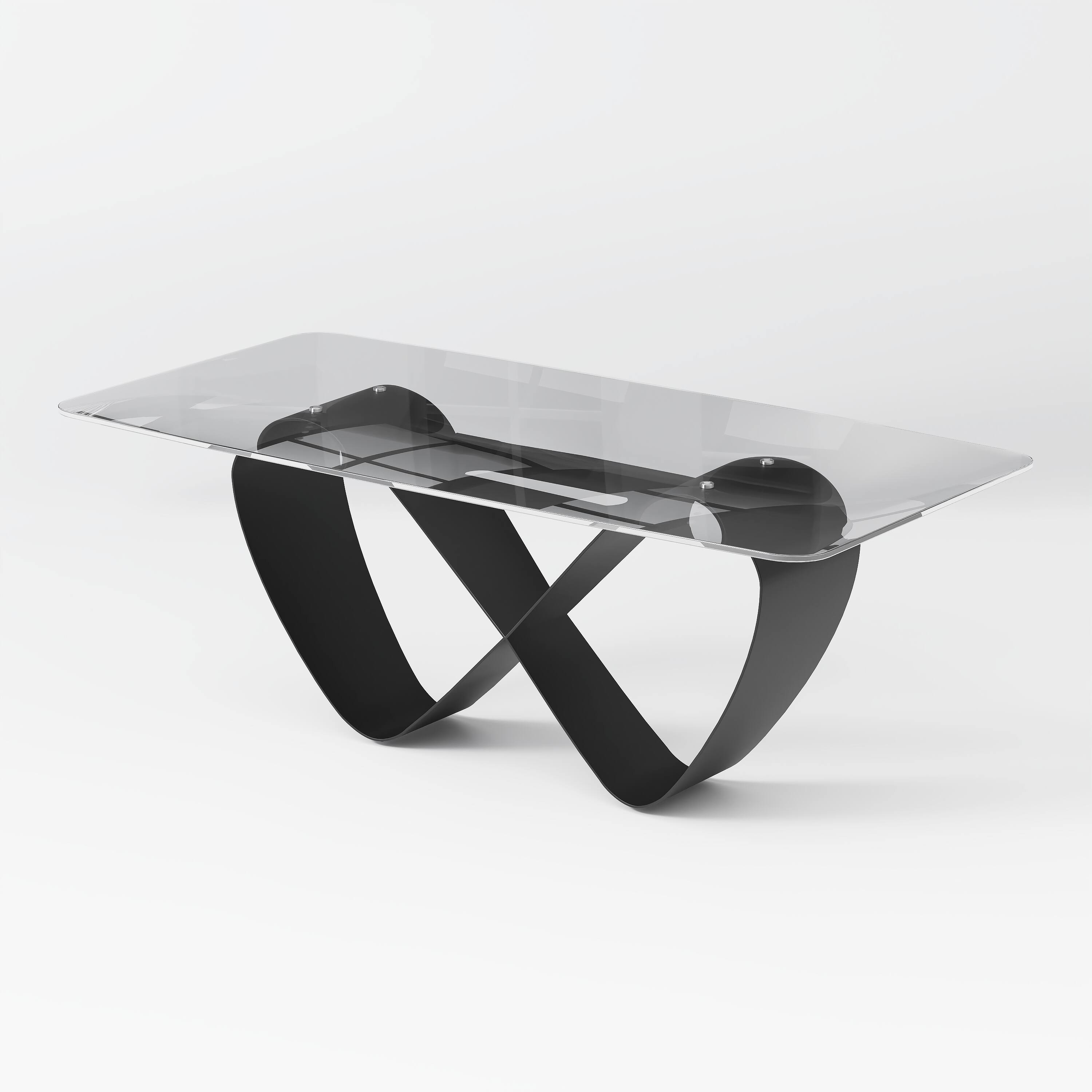 Alt View 7. POVISON - 71" Tempered Glass Dining Table for 6, Clear Glass Dining Table with Black Butterfly Carbon Steel Base - Transparent.