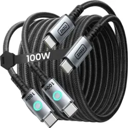 INIU - 100W USB C to USB C Cable, 6.6ft 2-Pack Fast Charging Type C Cable for iPhone 16 15 Samsung Macbook iPad Kindle etc - Black - Front_Zoom