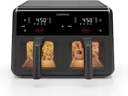 Chefman - 9-Quart TurboFry Dual Basket Air Fryer with DC Motor, PFAS Free - Black