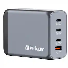 Verbatim - 240W 4-Port GaN Wall Charger - Black/Gray