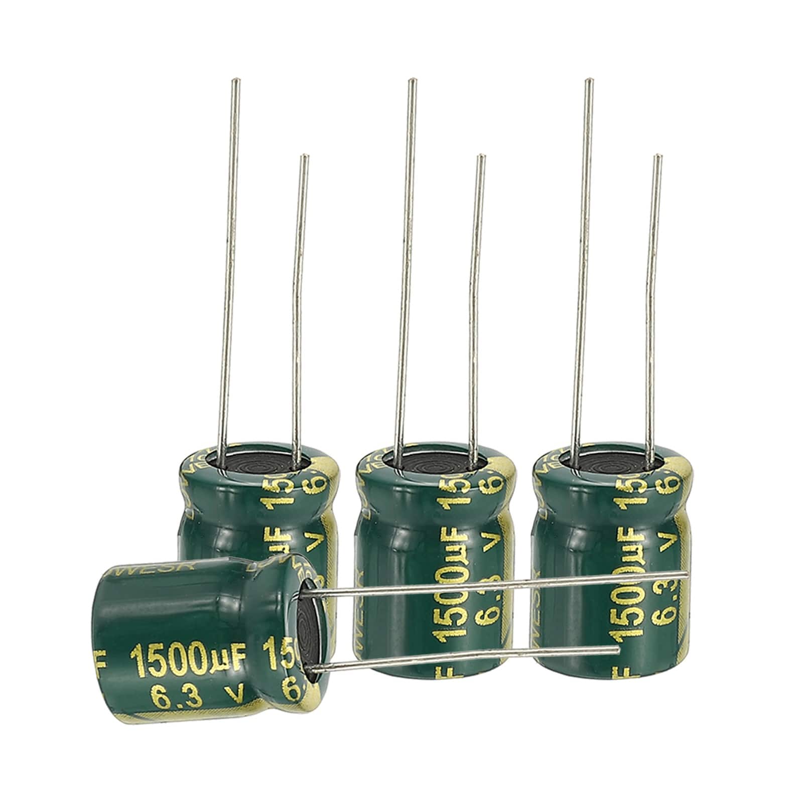 Unique Bargains - 1500uF 6.3V 10x13mm Electrolytic Capacitor, High Frequency, Low Impedance, Radial Leads, 12pcs - Green price history on PriceWatchPro