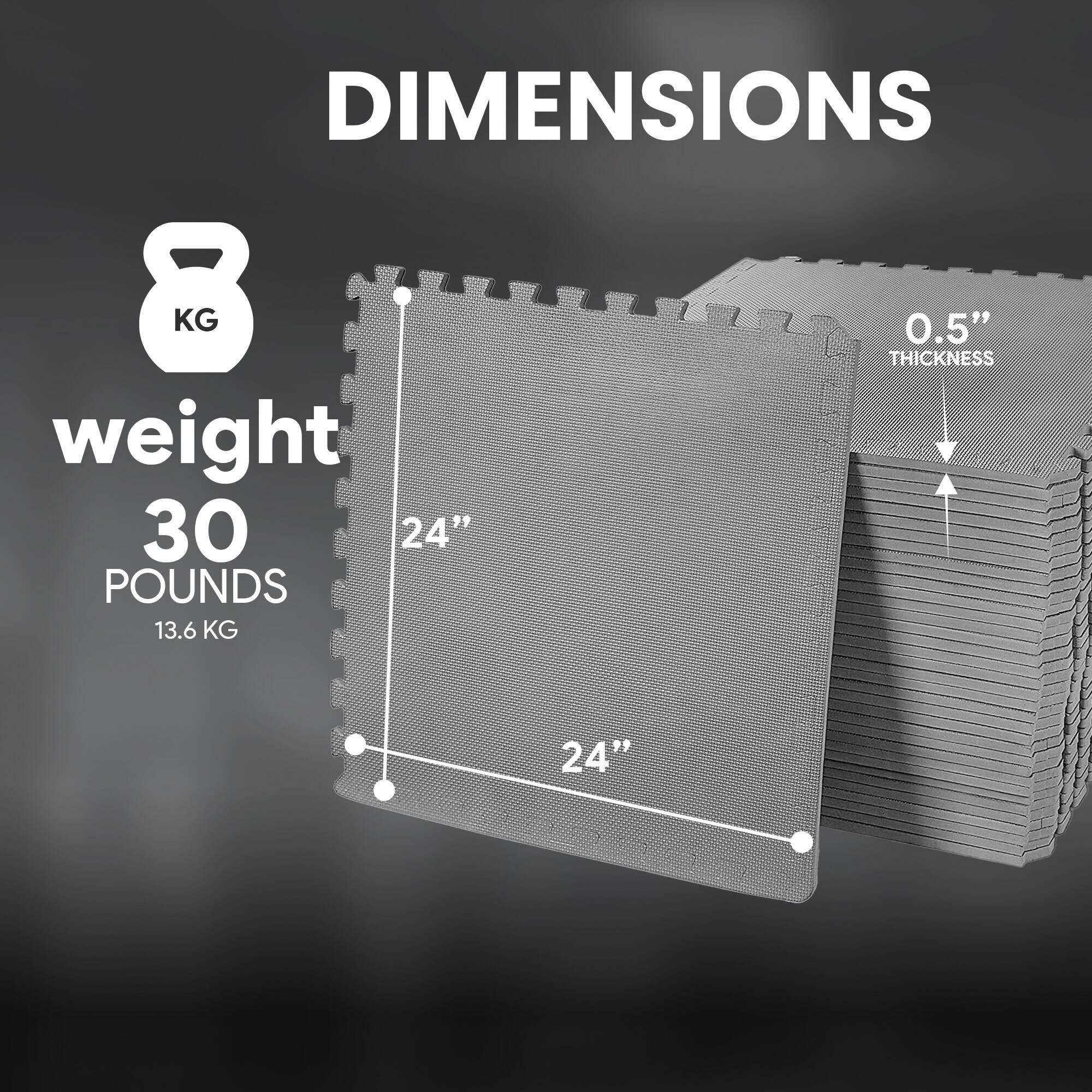 DIMENSIONS  
weight 30 POUNDS  
13.6 KG  
8 KG  
24" x 24"  
0.5" THICKNESS