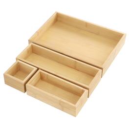 MegaChef - 4 Piece Bamboo Storage and Organization Trays - Brown