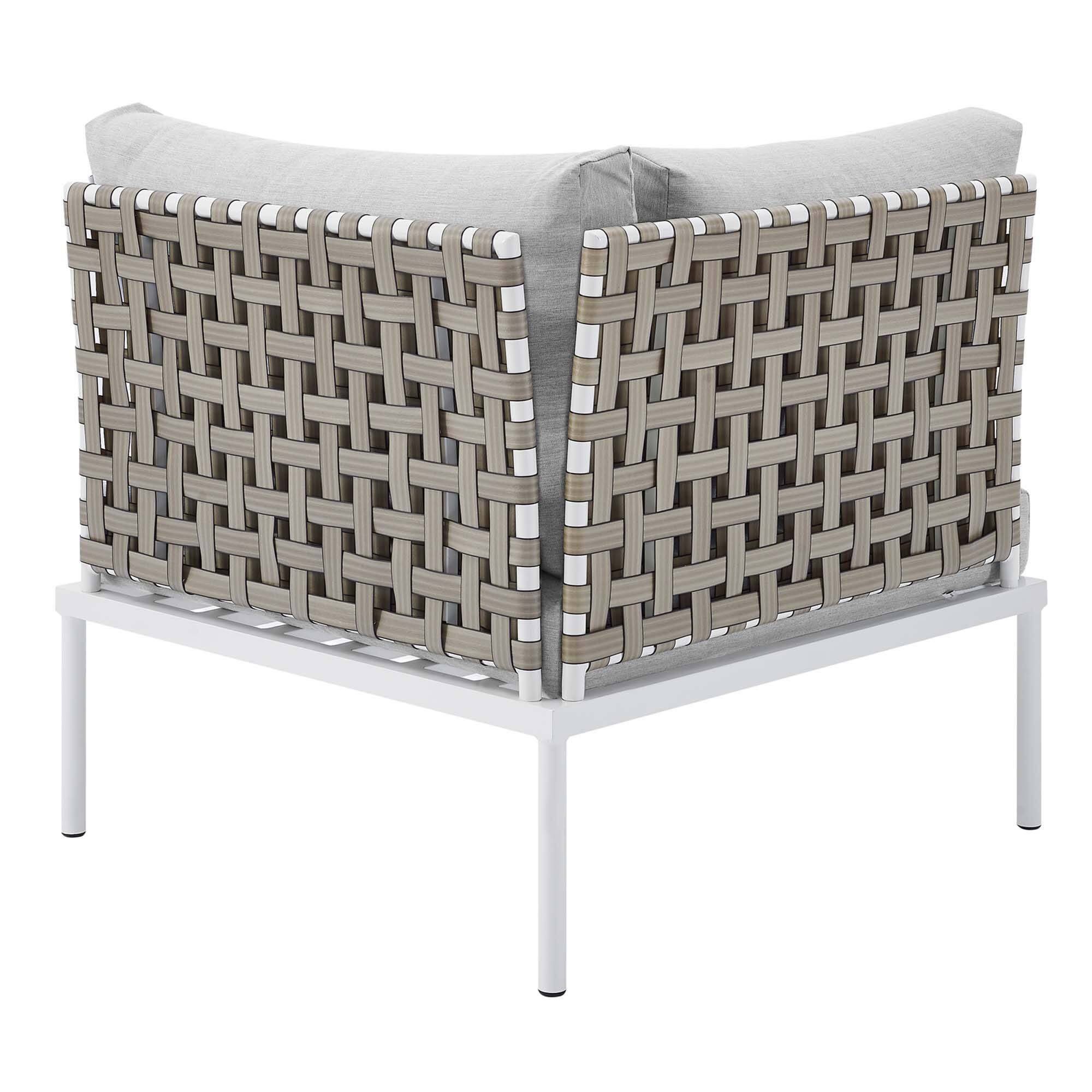 Alt View 2. Modway - Harmony Sunbrella® Basket Weave Outdoor Aluminum Corner Chair by Modway - Tan Gray.