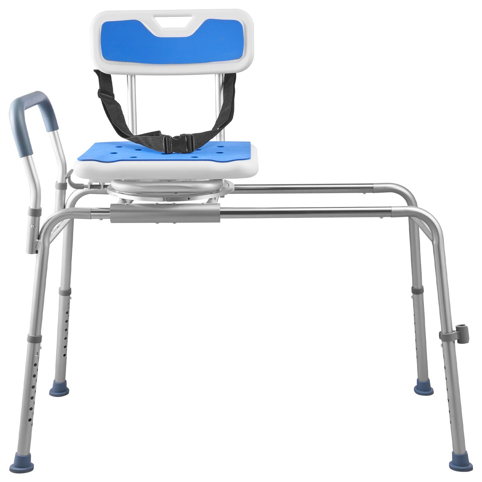 Alt View 5. VEVOR - Sliding Shower Chair, 400 lbs Tub Transfer Bench for Bathtub with Swivel Seat, Padded Shower Bench with Arms - Blue.