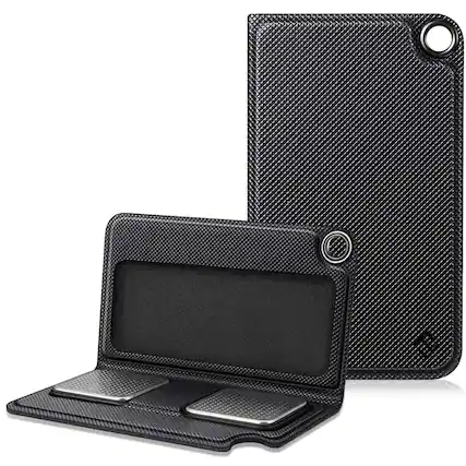 Front. Kitcheniva - Carrying Case for KardiaMobile EKG Heart Monitor Durable PU Leather Cover Black - Black.